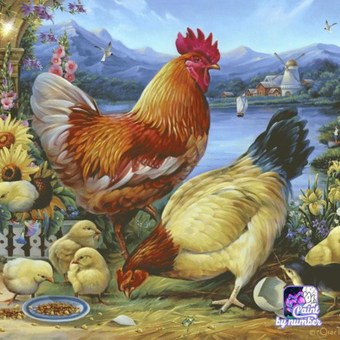 Chicken Family Nine [9] Baseplates Pixelhobby Mini Mosaic Art kit image 0